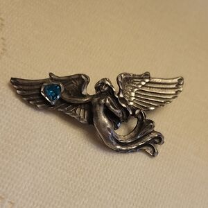 Pewter Flying Angel Brooch 1994